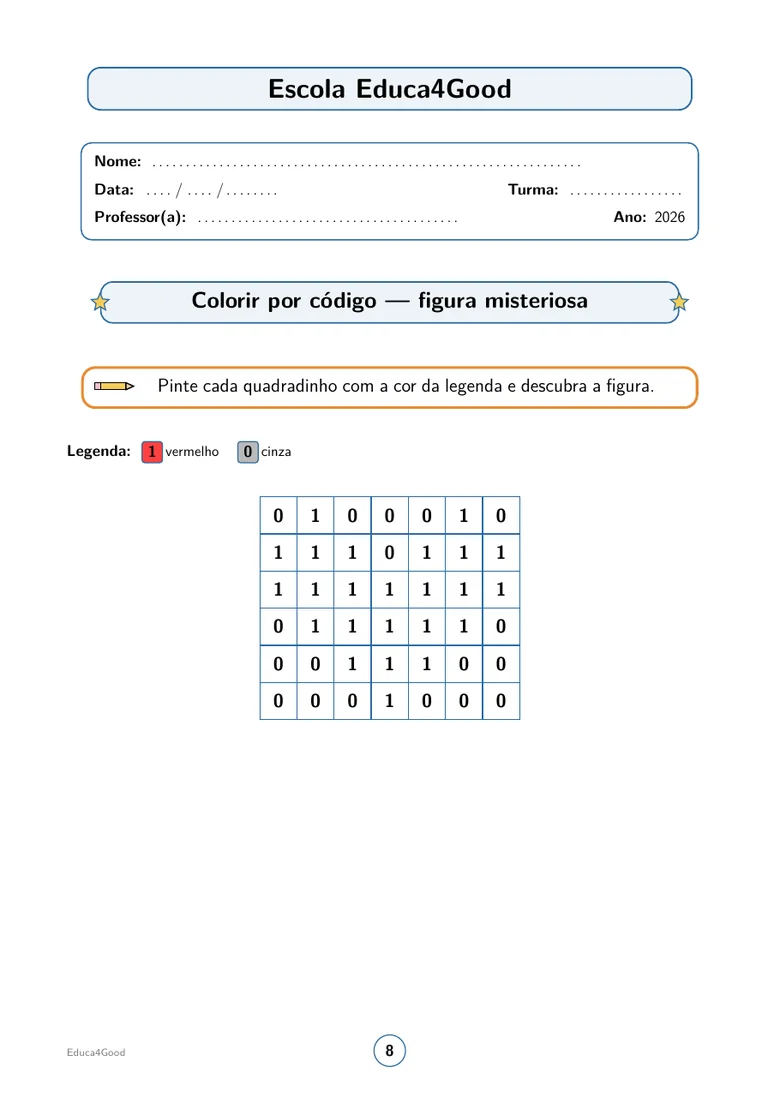Color-by-code activity sheet