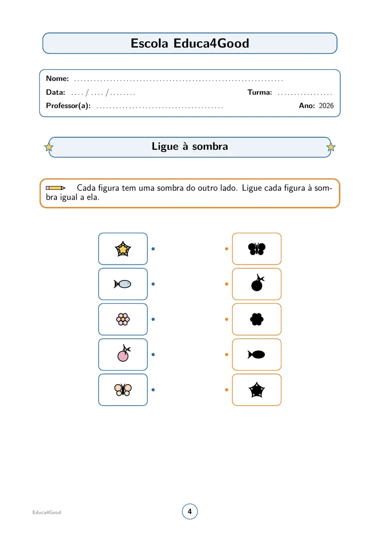 Match-the-shadow activity sheet